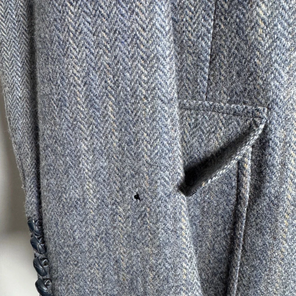 Hart Schaffner & Marx Sport Coat Mens‎ 40R Blue Gray Herringbone Wool Vintage